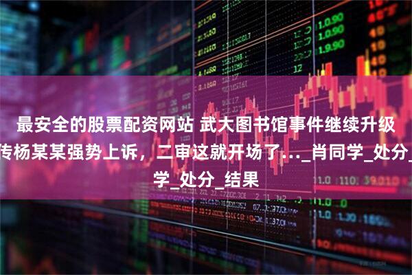 最安全的股票配资网站 武大图书馆事件继续升级！网传杨某某强势上诉，二审这就开场了…_肖同学_处分_结果